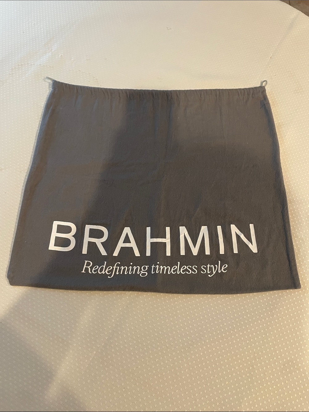 Brahmin Dark Gray Dust Bag with White Logo